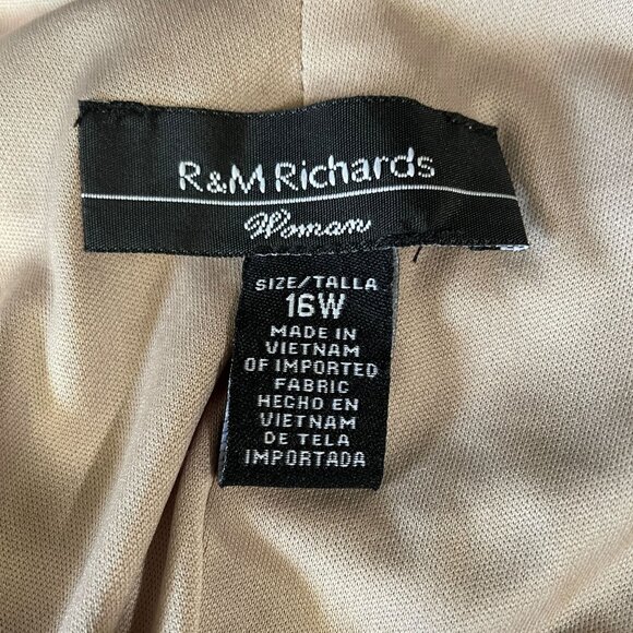 R&M Richards 16W Formal Evening Gown Silver Chiffon Ruched Maxi Prom Gala - Picture 3 of 12